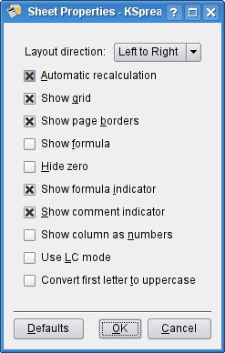 Sheet Properties dialog.