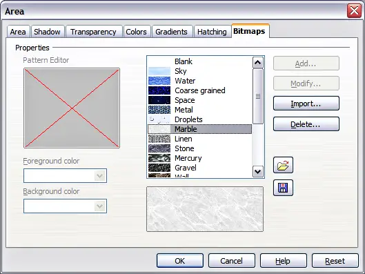 Bitmaps page of the Area fill dialog
