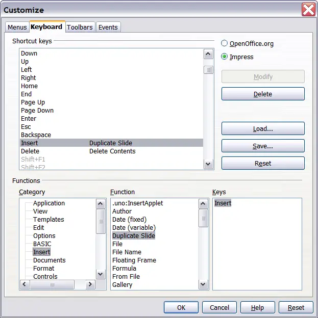 Customizing keyboard shortcuts