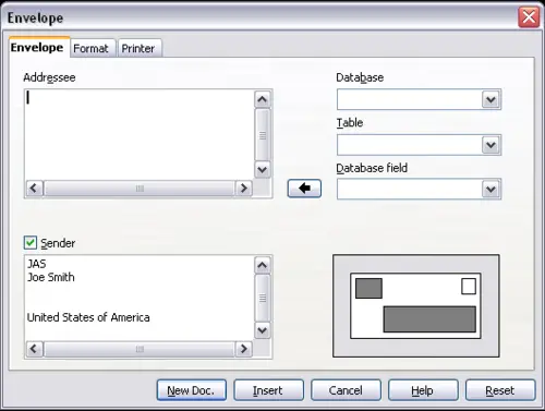 how to print addresses on envelopes in open office