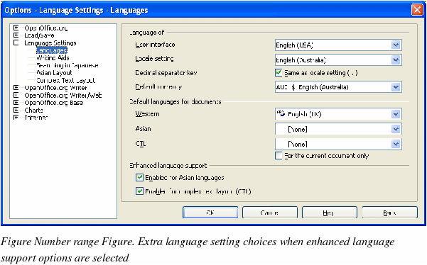 OpenOffice Writer - Change some locale and language settings