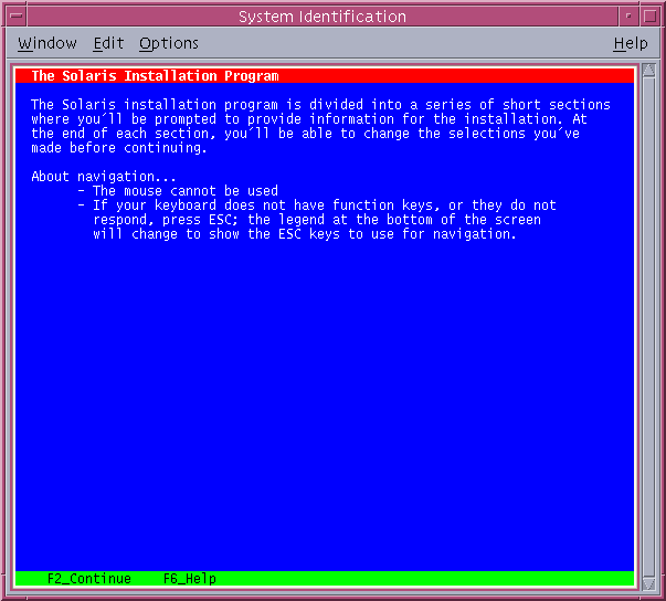 This screen capture shows the text Welcome screen. This screen lists the information the installation program needs to configure the system.