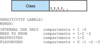 Illustration shows the SENSITIVITY LABELS: WORDS: section of the file in text and in a picture.