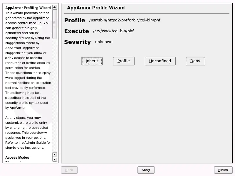 AppArmor Profile Wizard: 	 Inherit