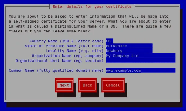 Generating a self signed certificate for your server