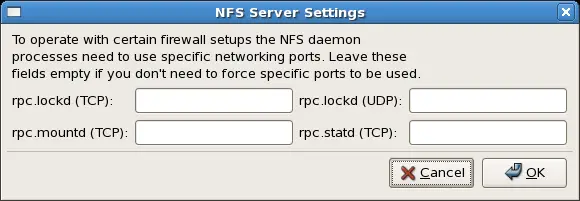 NFS Server Settings