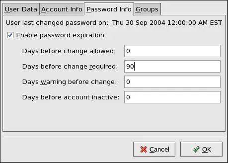 Specifying password aging options