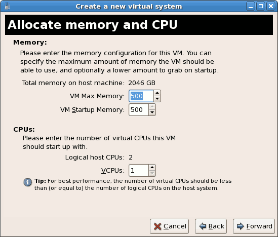 Allocating Memory and CPU