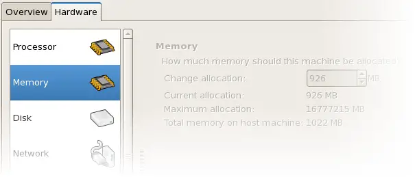 Displaying memory allocation