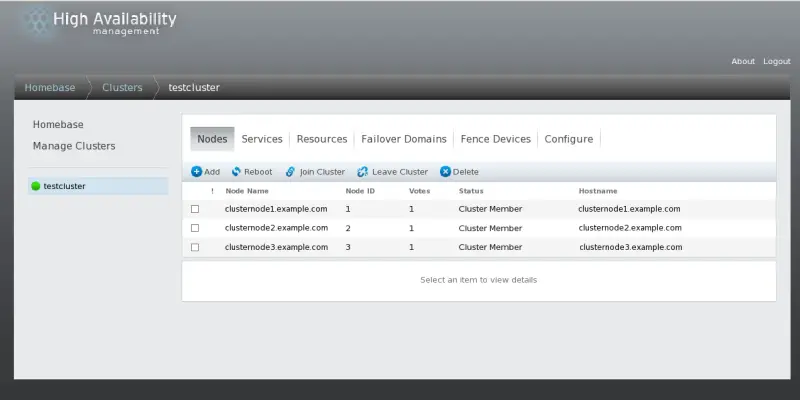 Cluster node display