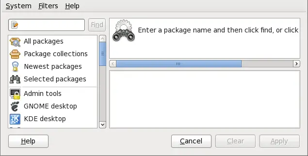 PackageKit's Add/Remove Software window