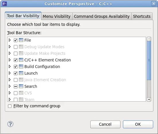 Customize Perspective Menu