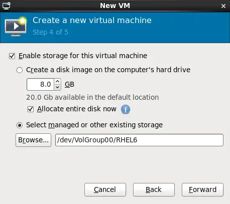 The Create a new virtual machine window - Step 4