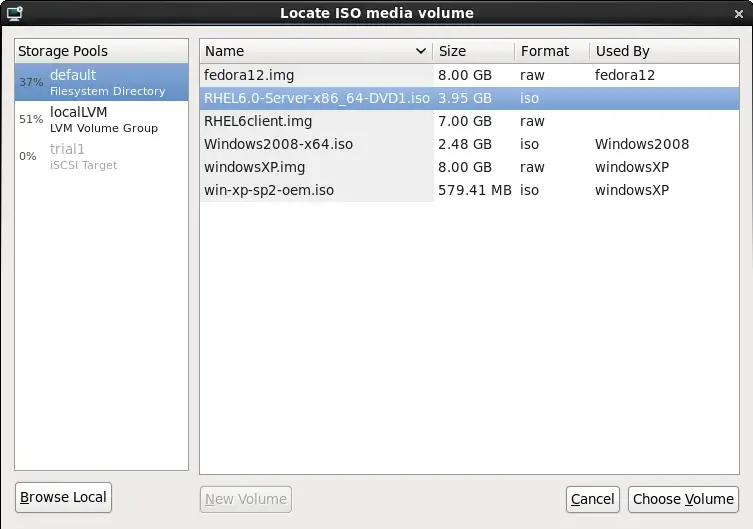 The Locate ISO media volume window
