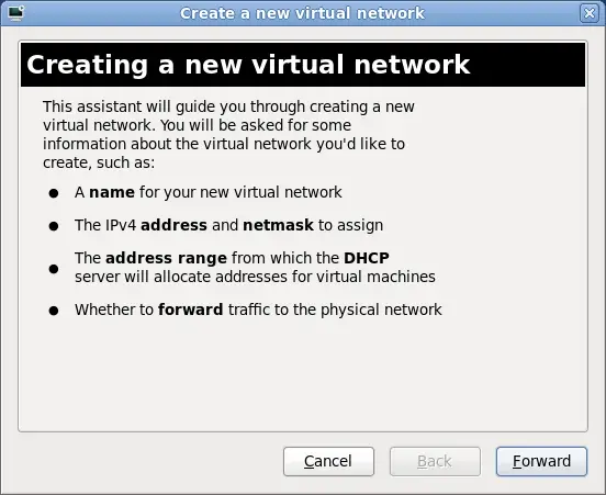 Creating a new virtual network